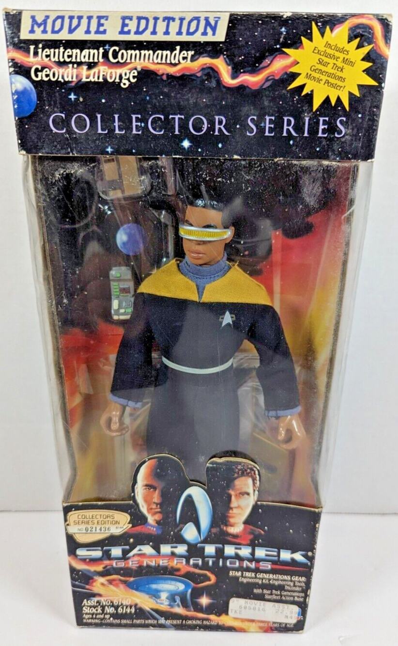 Lt Cmdr Geordi LaForge 9" Star Trek Generations Movie Edition Playmates 1994 VTG
